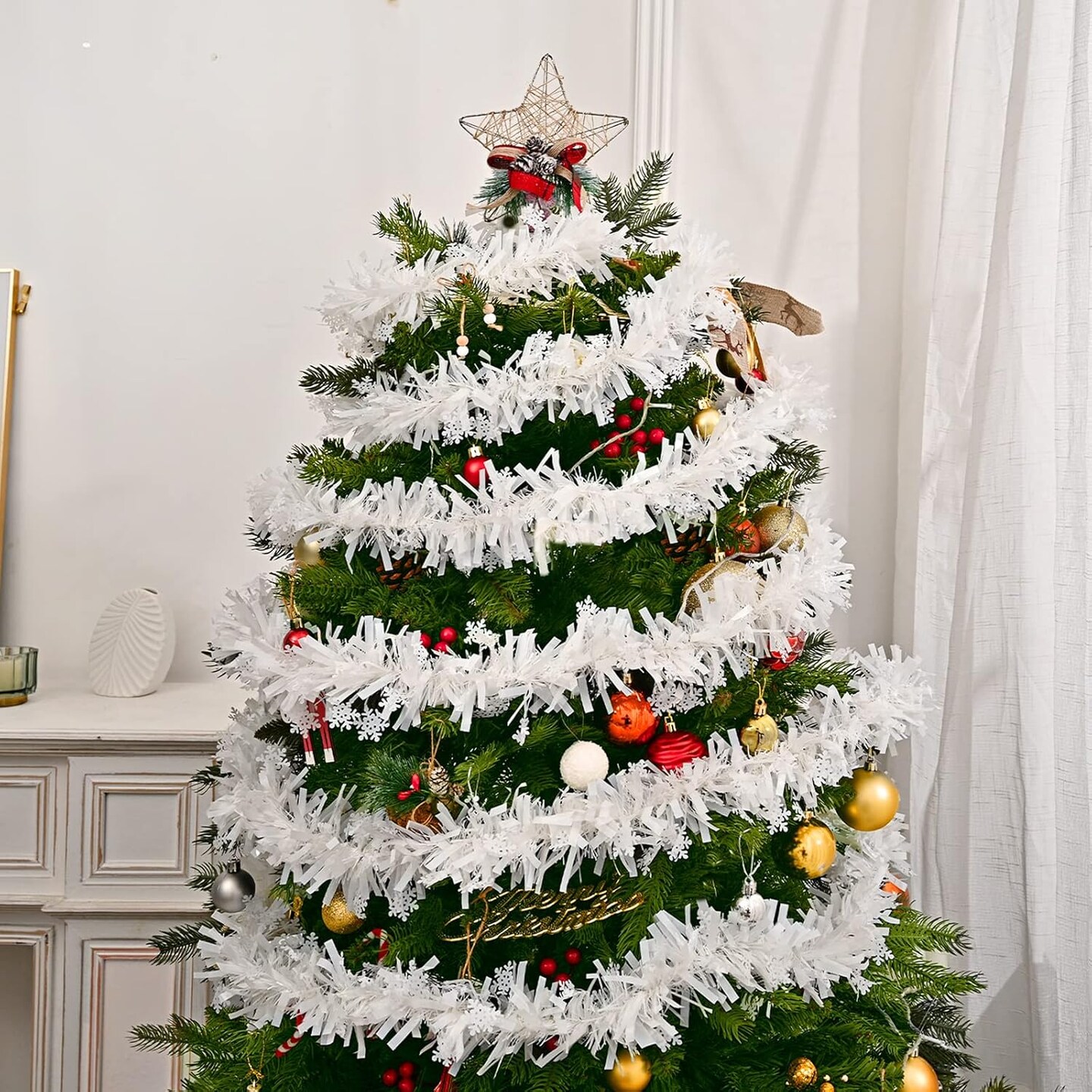 Snowflake Christmas Tinsel Garland