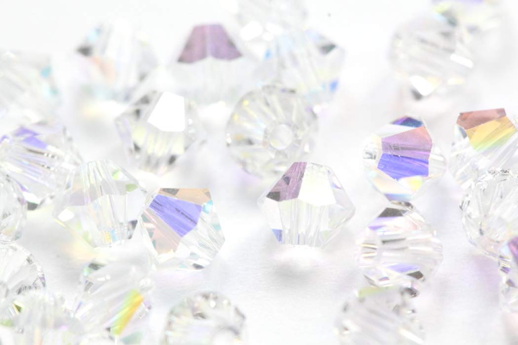500pcs Authentic Preciosa 3mm (0.12 Inch) Small Faceted Bicone Crystal Loose Beads Crystal AB Compatible with Swarovski 5301/5328 for DIY Jewelry Making Pre-B302