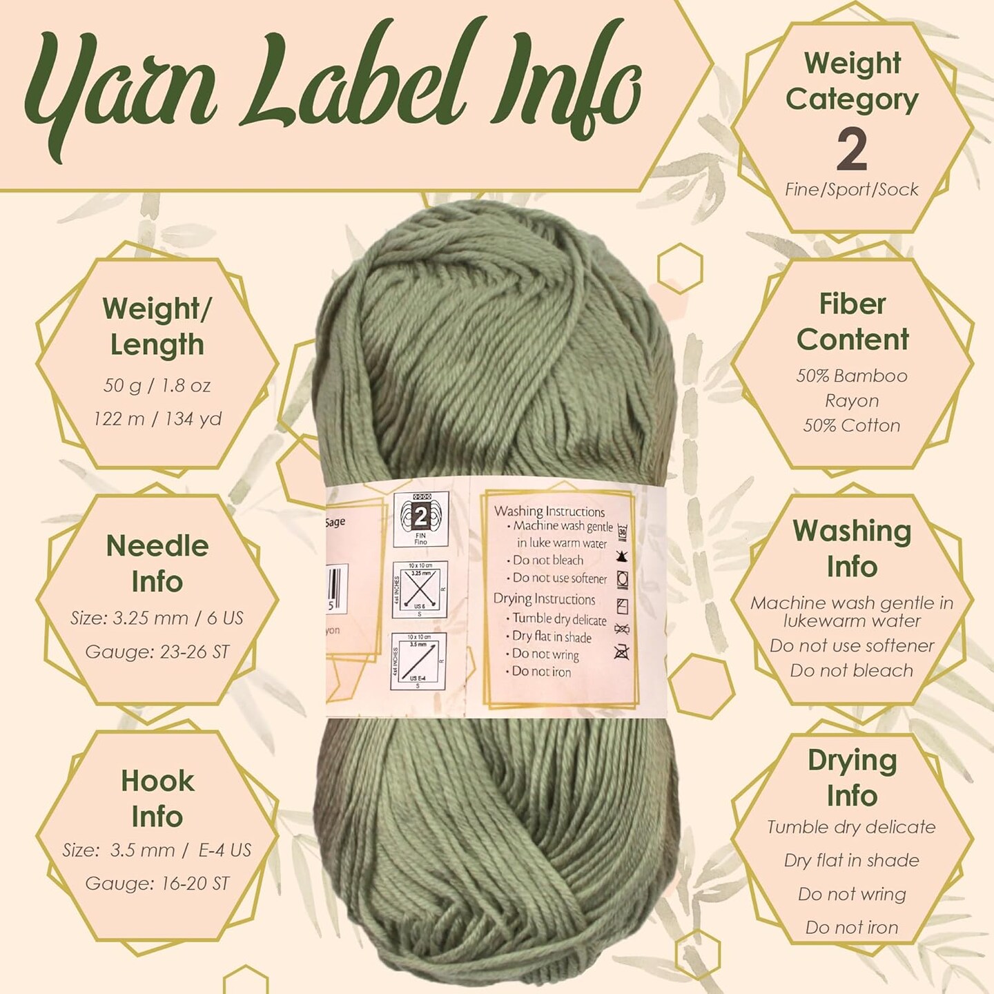 Bamboo Cotton Sport Yarn(Shades of Neutral Tones)