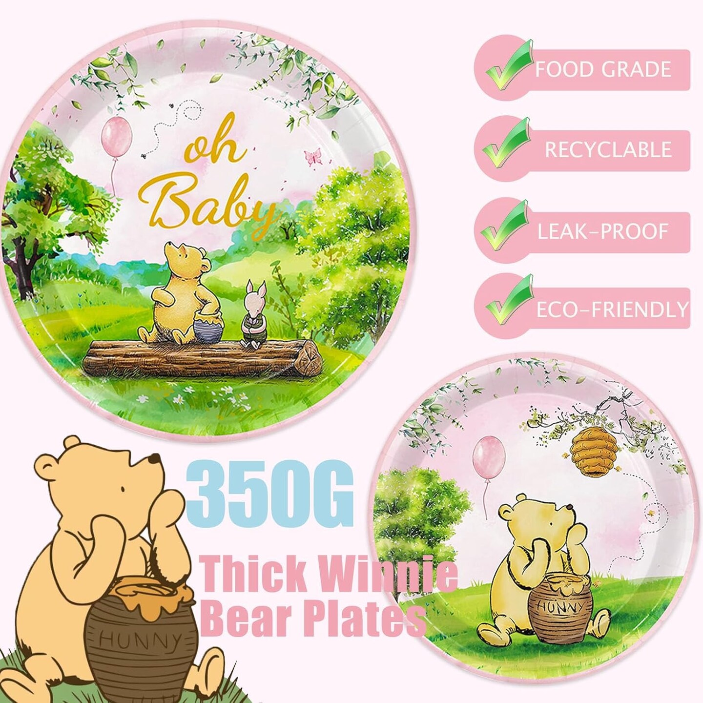 178pcs Pink Winnie Bear Baby Shower Decorations - 25 Guests (Pink Winnie Bear Baby Shower Pooh Decorations)