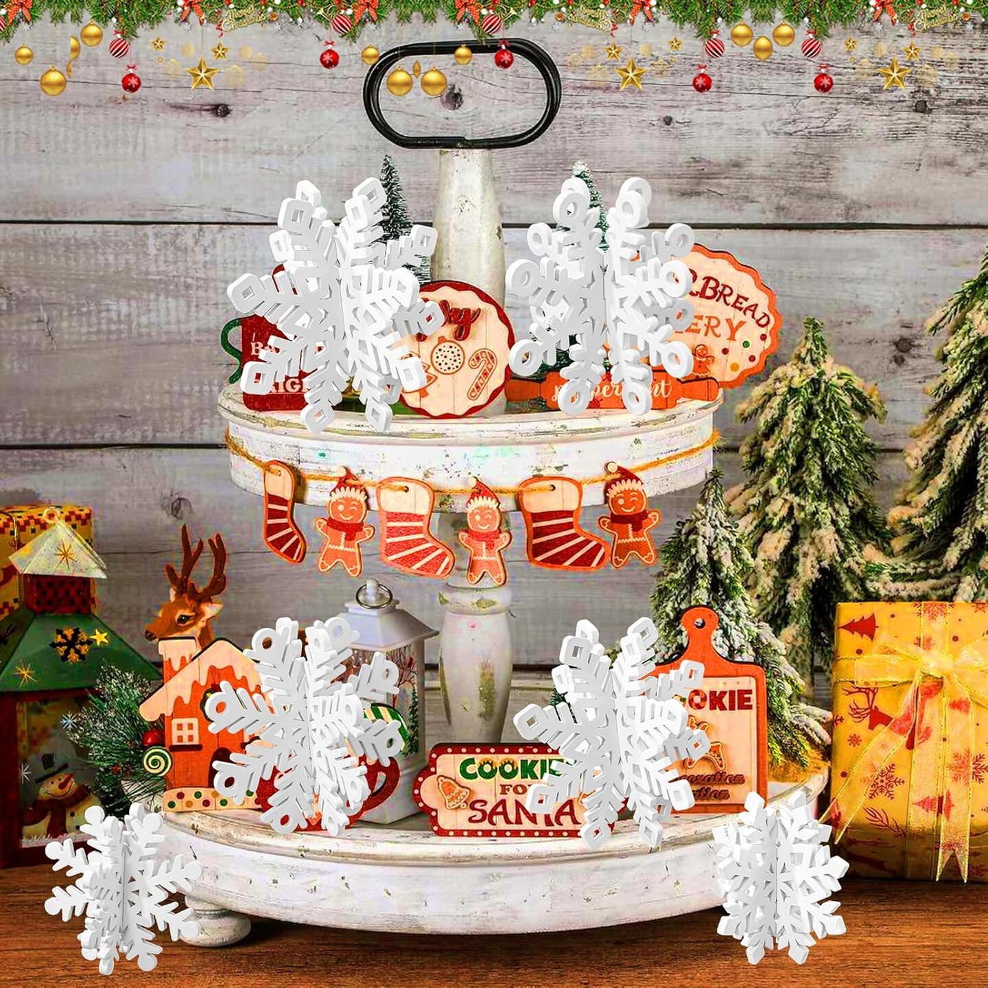 6 Sets White Snowflake Decorations - Centerpiece Table Decor