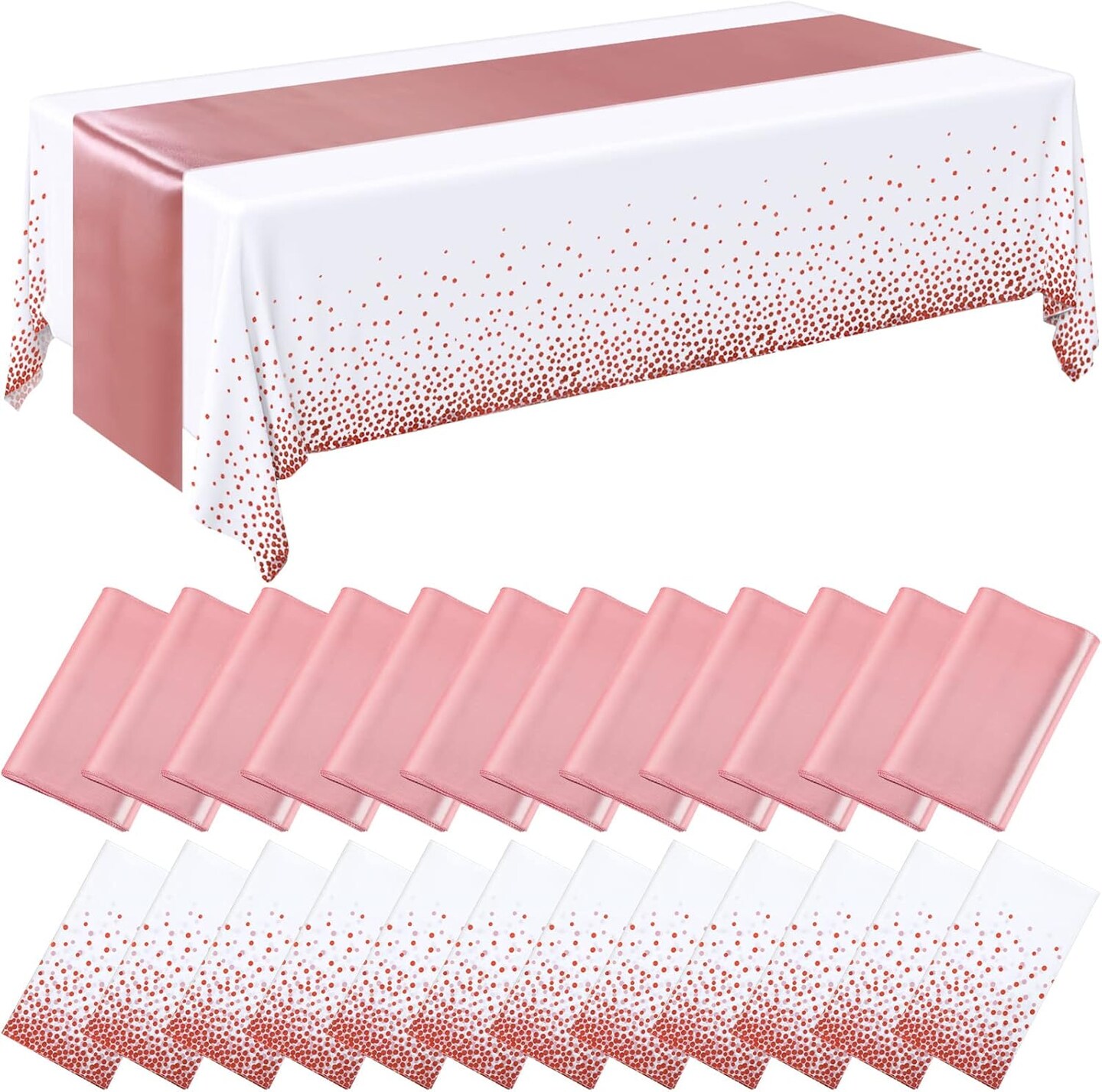 24 Packs White and Rose Gold Plastic Tablecloths Baby Shower (White and Rose Gold)