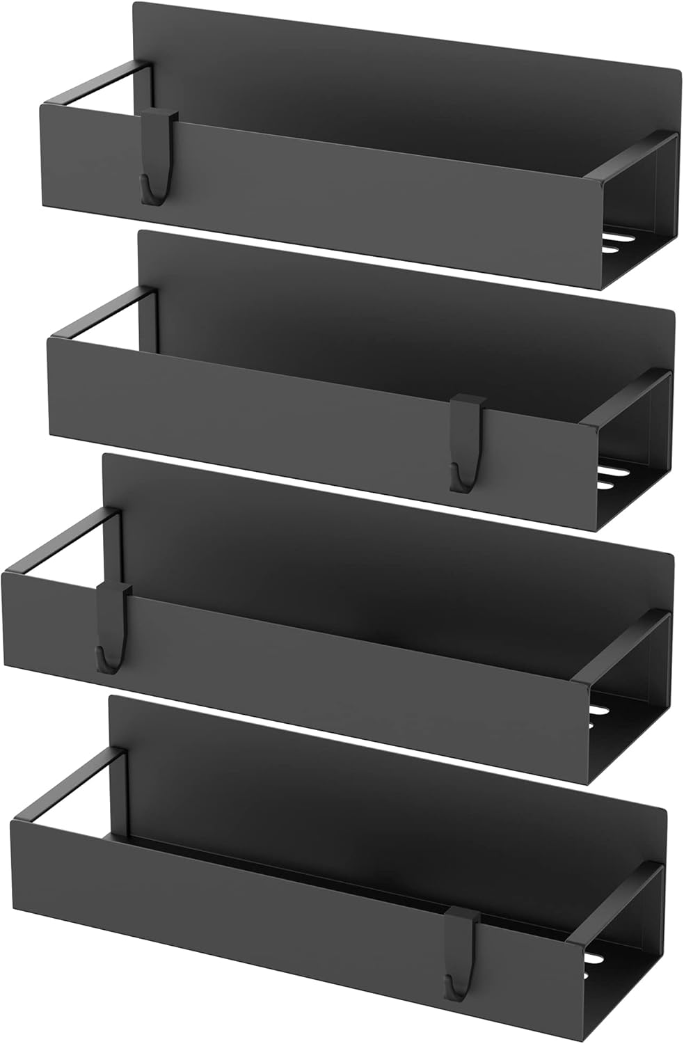 4 Pack Magnetic Spice Storage Rack Organizer (Black) 11.8"D x 4.33"W x 4.33"H