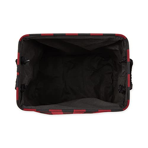 Check Storage Collection Collapsible Bin with Handles, Large Rectangle, 17.5x12x15, Red &#x26; Black