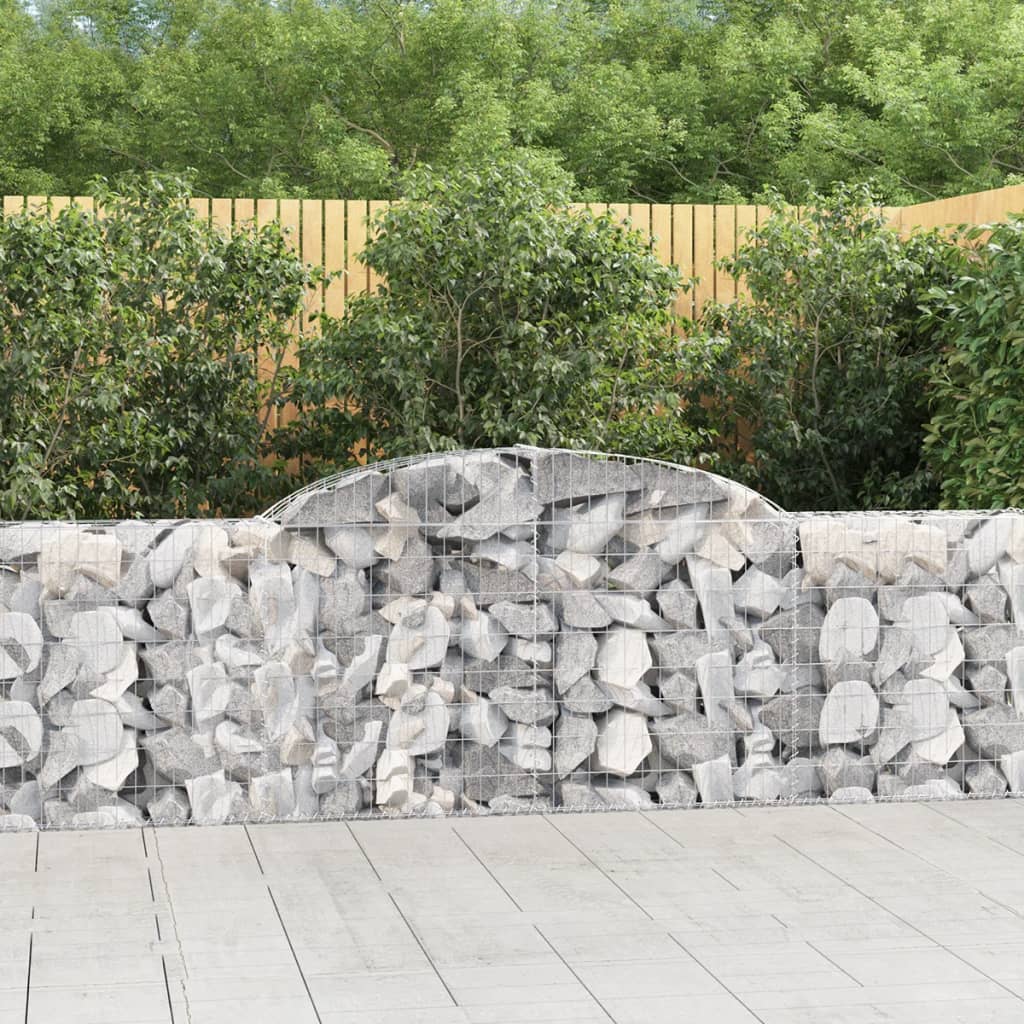 vidaXL Arched Gabion Baskets 3 pcs 118.1"x11.8"x31.5"39.4" Galvanized Iron