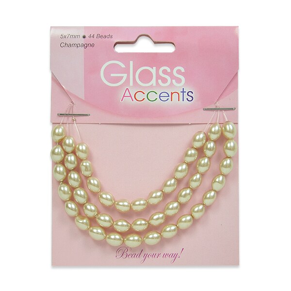 Rice Pearl Glass Beads Pack of 44
