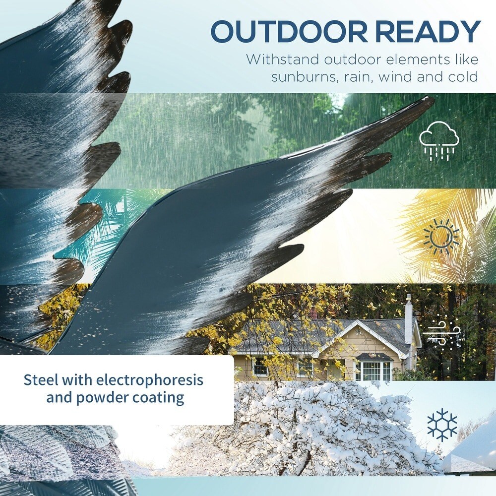 Crane Garden Statues 28.5" & 29" Metal Yard Art Blue & White Set of 2