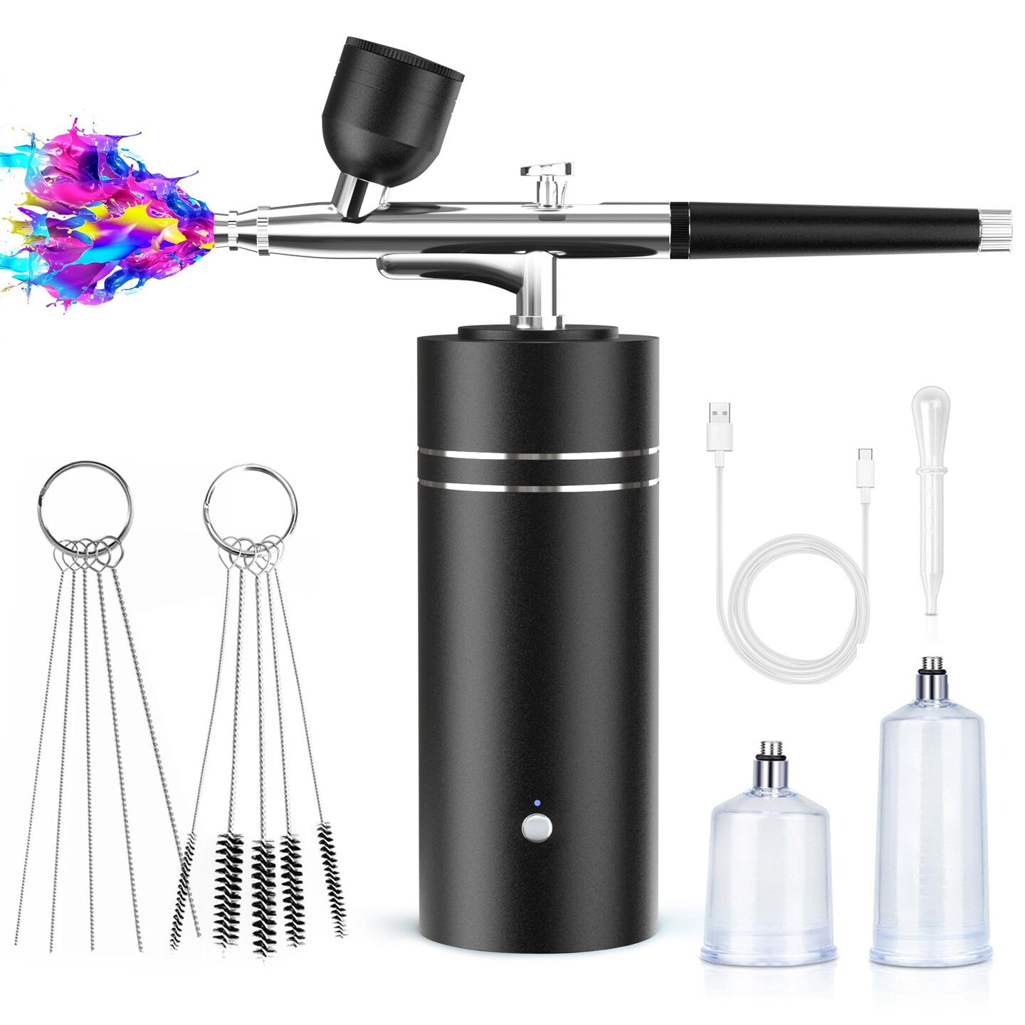 Airbrush Kit Portable Cordless Air Brush Gun Set G12 Pump 0.3mm Mini 7CC Inkjet Spray Gun Mini Handheld Airbrush Cleaning Tools Cake Decoration Makeu