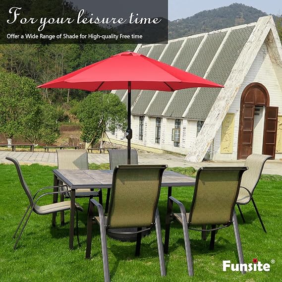 Patio Umbrella, UV Protect Pool Umbrella with Heavy Duty Pole,Outdoor Umbrella with Push Botton Tilt &#x26; Crank
