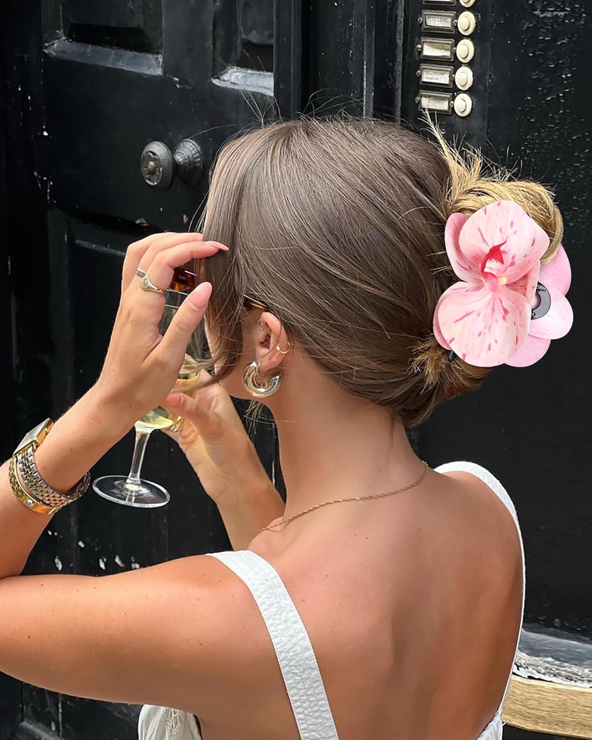 Orchid Flower Hair Claw Clips 3 Pack - Medium 11cm Spring Hair Claws