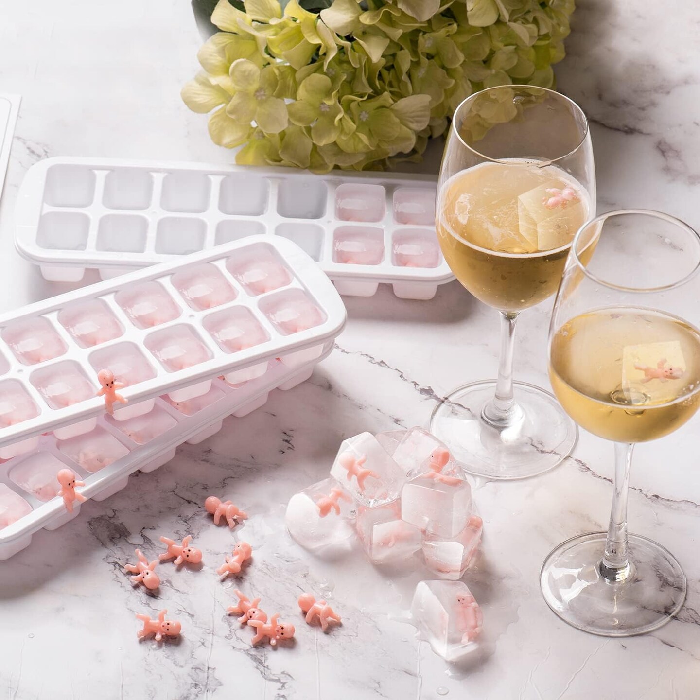 My Water Broke Baby Shower Game with 80 Mini Plastic Babies, 3 Ice Cube Trays and 1 Sign