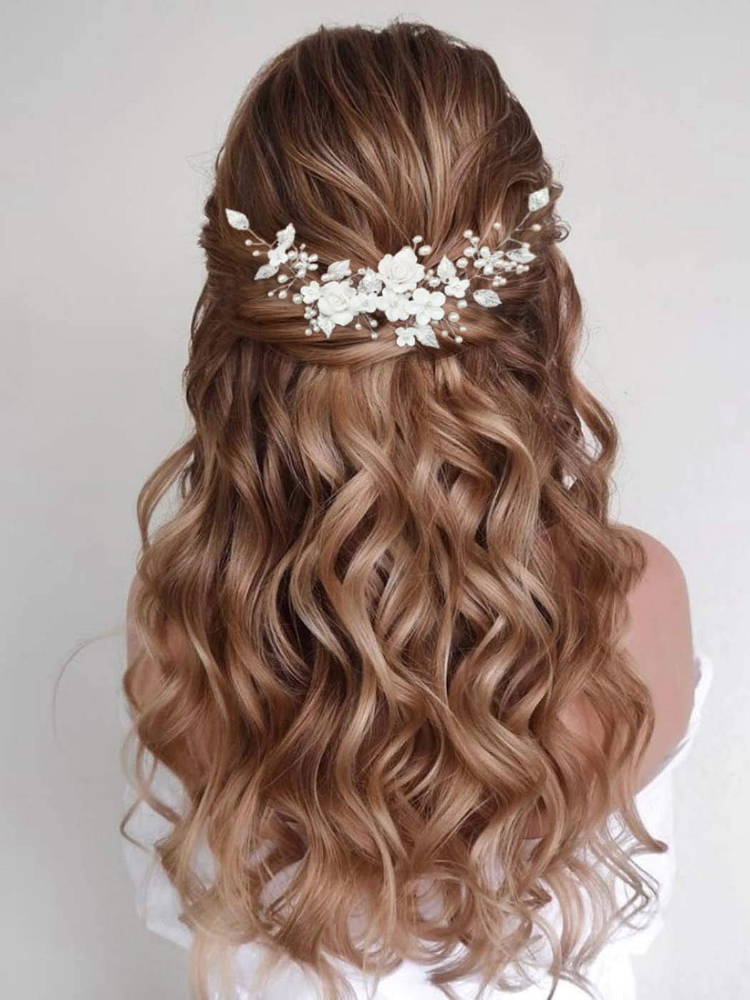 Flower Hair Vine Pearl Headpiece (A Silver)