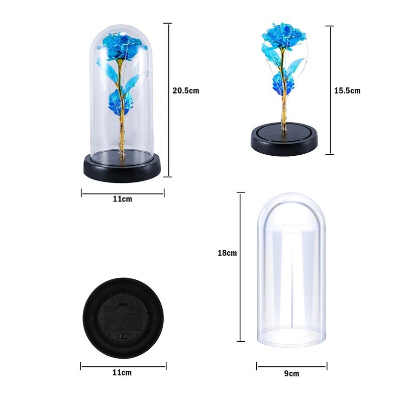 Preserved Rose in Glass Dome with LED Lights Elegant Gift Décor