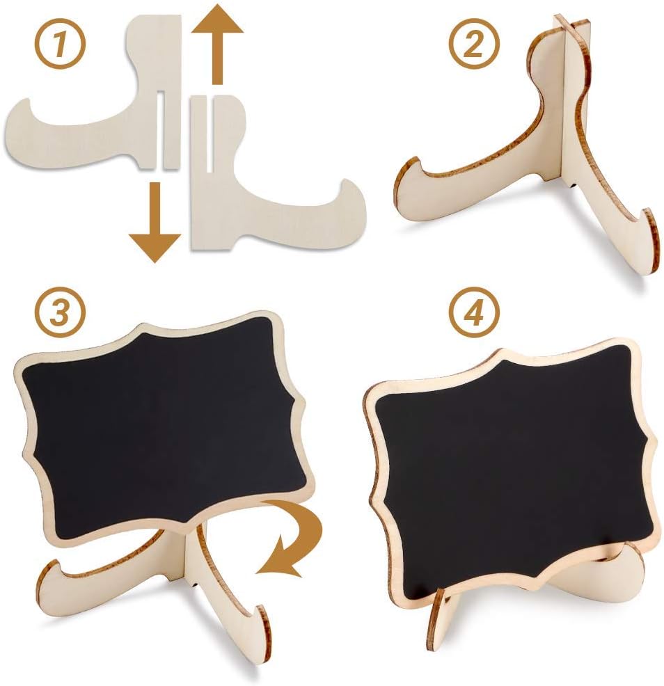 Mini Chalkboard Signs, 20 Pack Framed Small Chalk Board Food Labels with Easel Stand