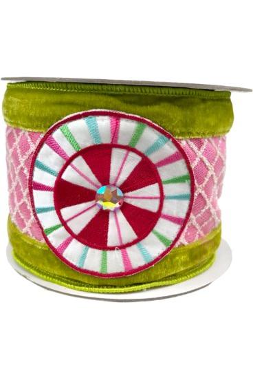 4&#x22; EXCLUSIVE Sweet Candy Ribbon: Lime Green/Pink (5 Yards)