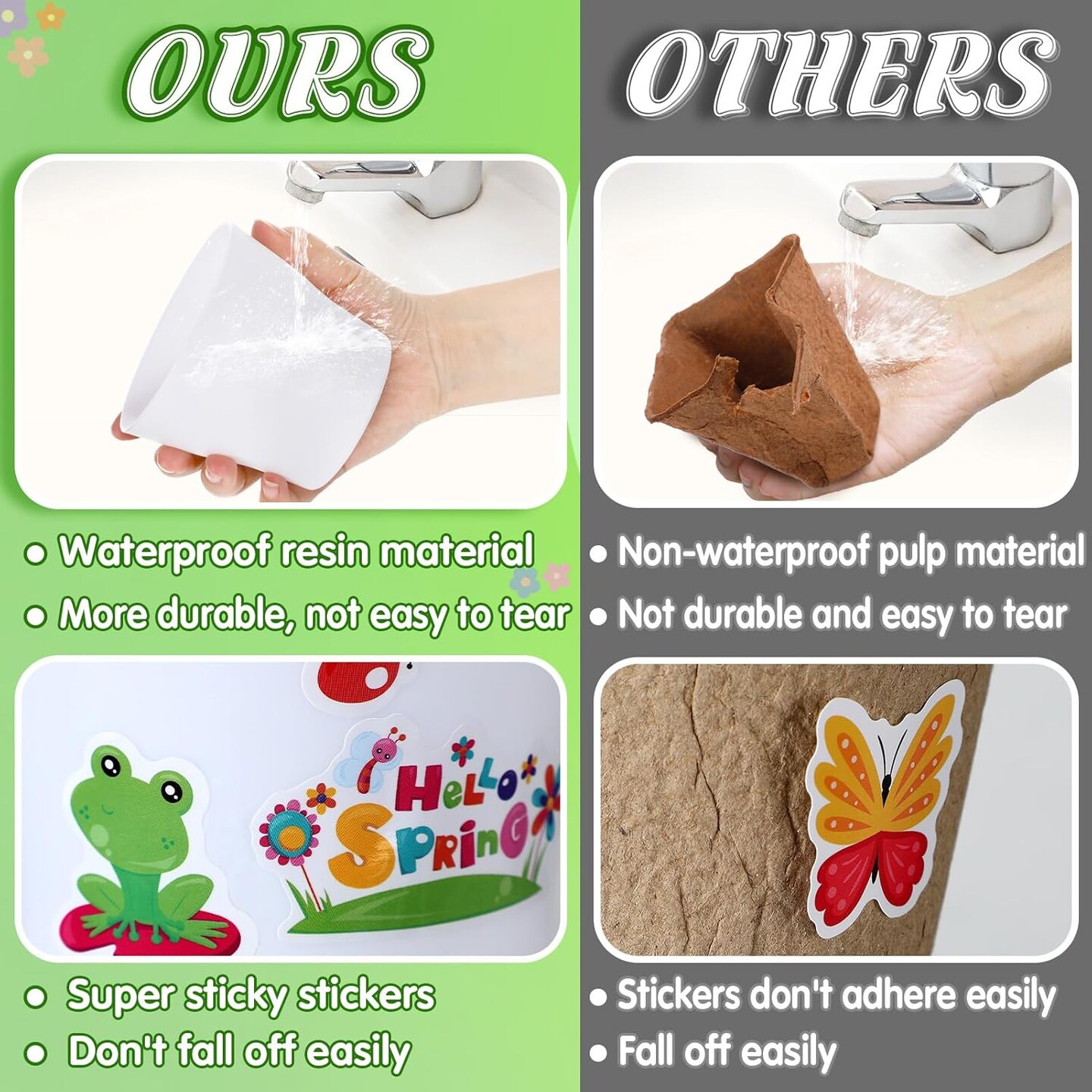 Set Paintable Flower Pot Activity Craft Kit - with Watercolor Pens, Plant Labels, and Stickers &#x2013; DIY Gardening Gift for Kids, Fun Activity for Boys and Girls