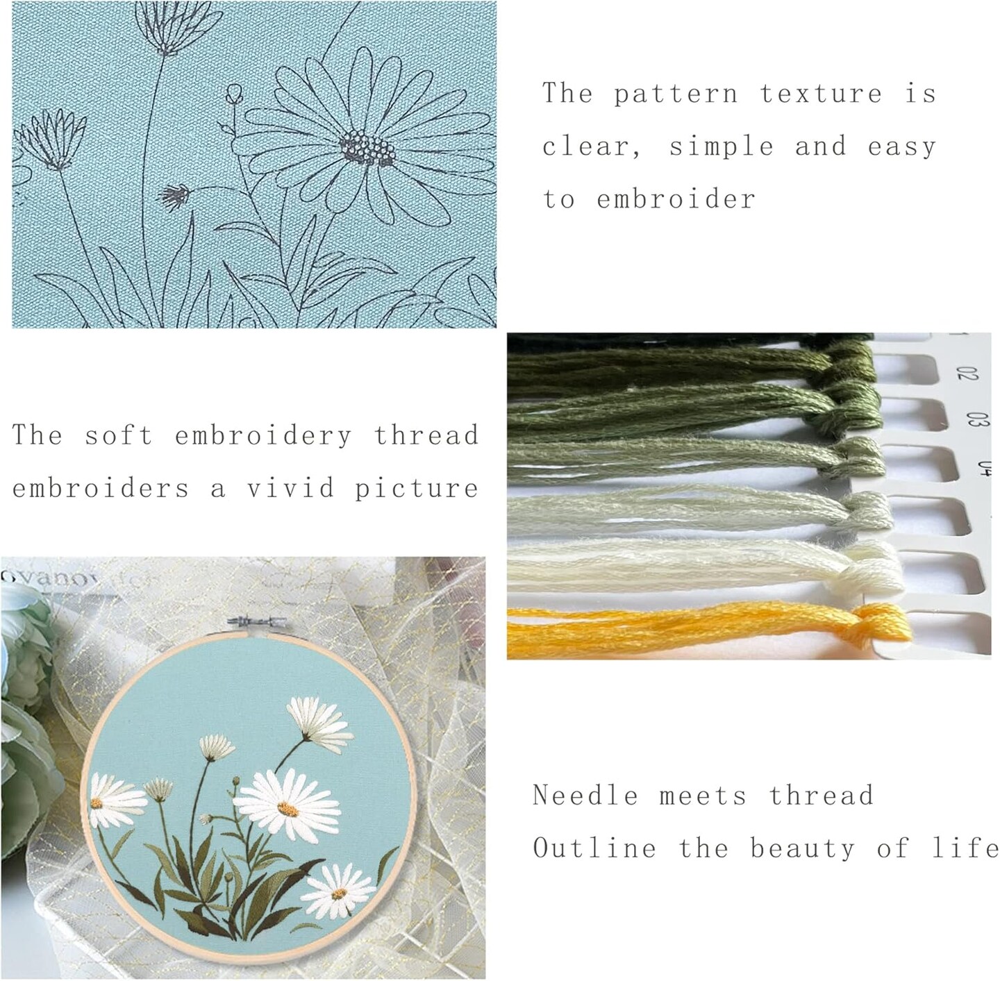 3 Sets of Starter Kits for Embroidery Beginners