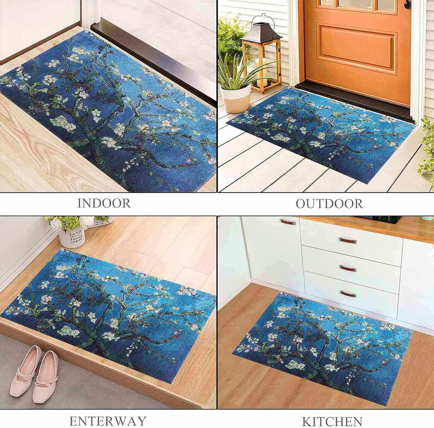 Spring 23.6&#x22; x 35.4&#x22; Colorful Doormats Entrance Front Door Rug Funny Outdoors/Indoor/Bathroom/Kitchen/Bedroom/Entryway Floor Mats&#xFF0C;Non-Slip Polyvinyl Chloride (Plum Blossom)