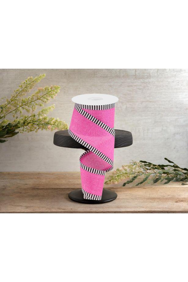 2.5&#x22; Royal Burlap Thin Stripe Ribbon: Fuchsia (10 Yards)