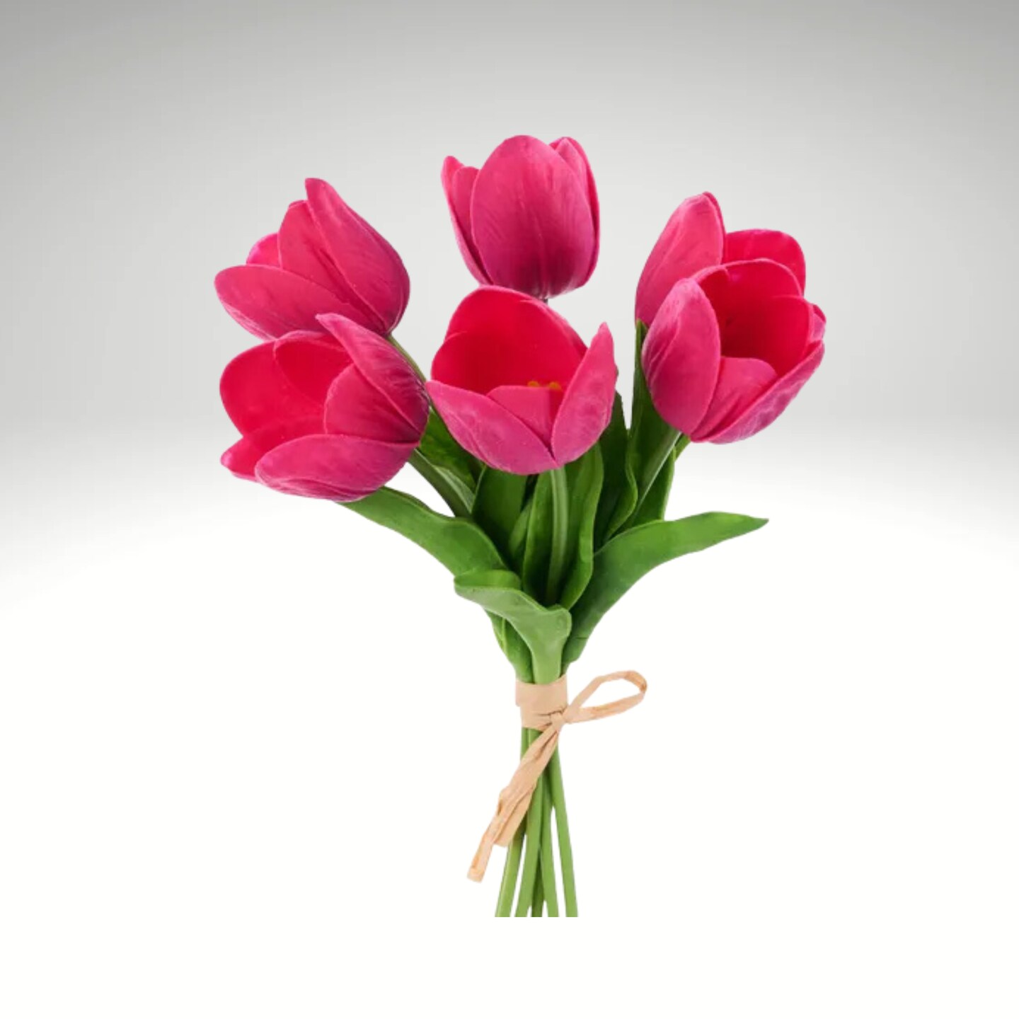 Dark Pink Artificial Tulip Bundle – Real Touch 6-Stem Spring Flowers-FN172432