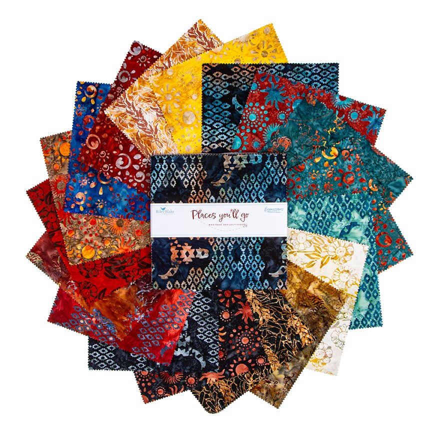 Expressions Batiks 10" Square Pack (Layer Cake / 10" Stacker) in Places You'll Go Western Reflections by Riley Blake Designs for Riley Blake (10-23507-42)