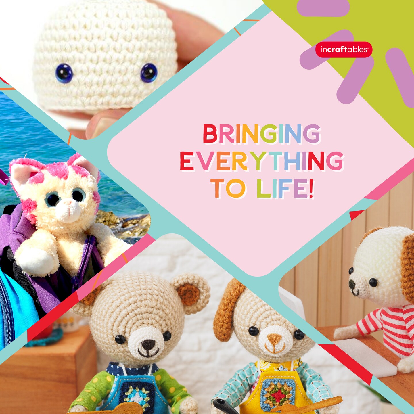 Incraftables Safety Eyes for Amigurumi (300pcs Set). Plastic Safety Eyes and Noses for Crochet (10 Colors). Assorted Stuffed Animal Eyes for Crochet, Dolls, Teddy Bear, Button, Toy &#x26; Crafts (6mm-14mm)