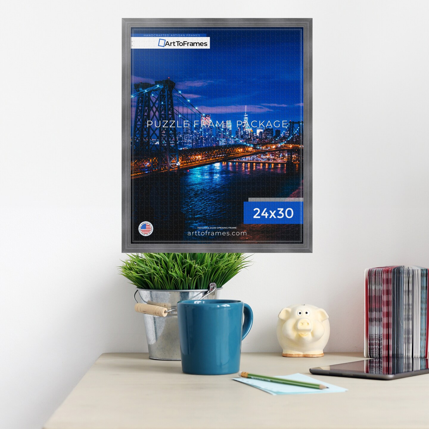 ArtToFrames 24x30 INCH / 61x76.2 CM Puzzle Frame for 1000 piece Puzzles.This 1.25 Inch Custom MDF Frame for Puzzles Comes with Economy Acrylic, Available in Multiple Colors