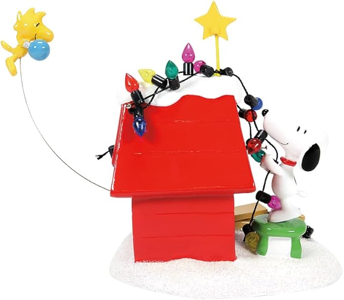 Dog House, Woodstock, Christmas Lights, 8&#x22;, Red