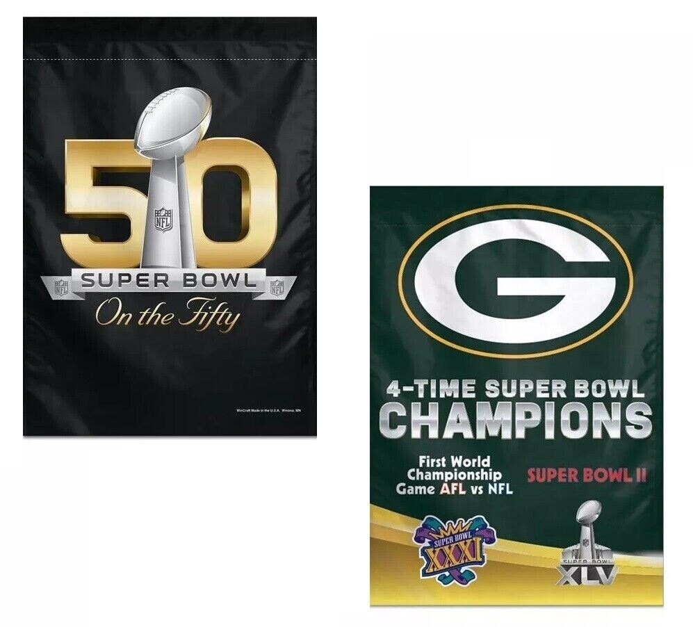 Green Bay Packers Banner 2 Sided 4X Super Bowl Champions NFL Flag