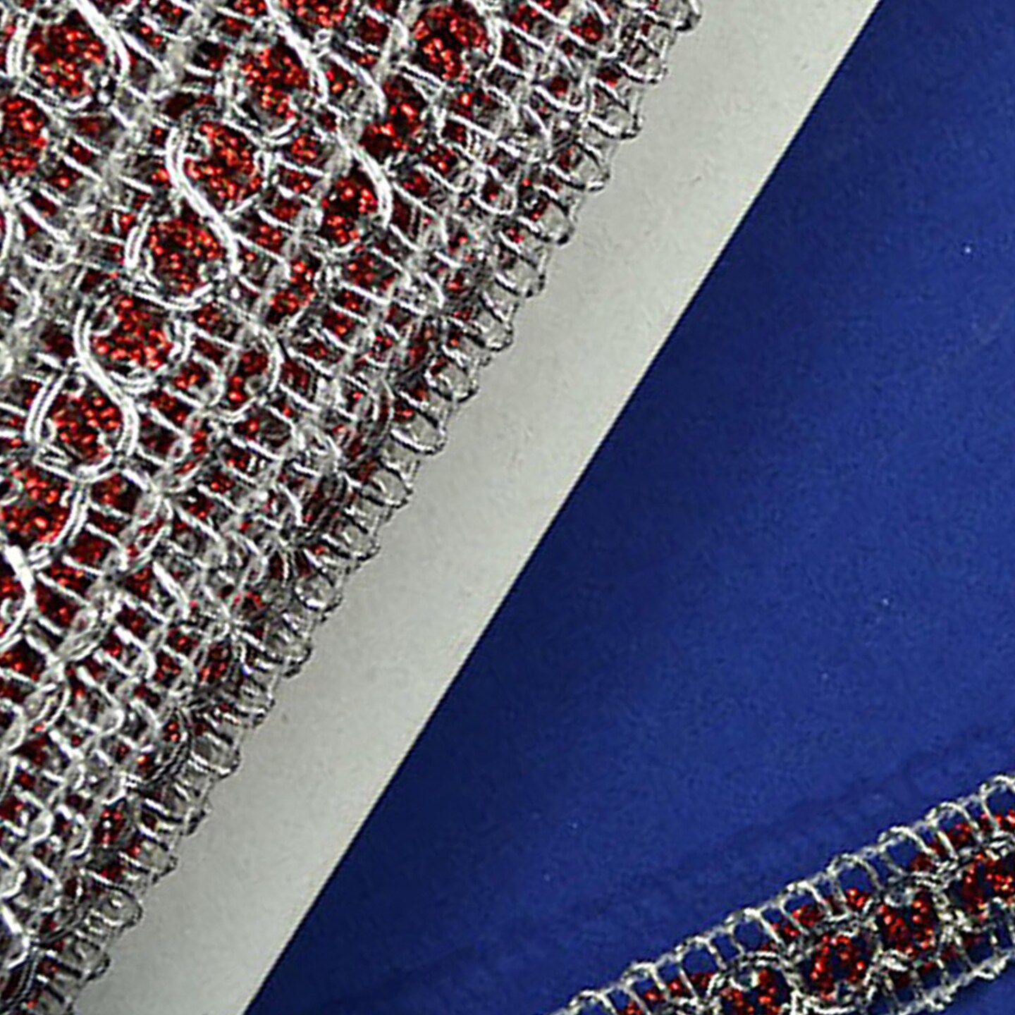 3/8&#x22; x 15 Yards Red with Silver Trim 5 Packs Metallic Chain Braid Trim