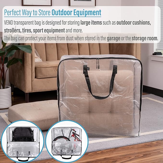 4 Pack Moving Bags, Wreath Storage Bag, Garland Container, Moving and Packing Supplies for College. Moving Boxes Alternative, Under the Bed Storage, Storage Bags for Comforter (Clear, 4 Pack)