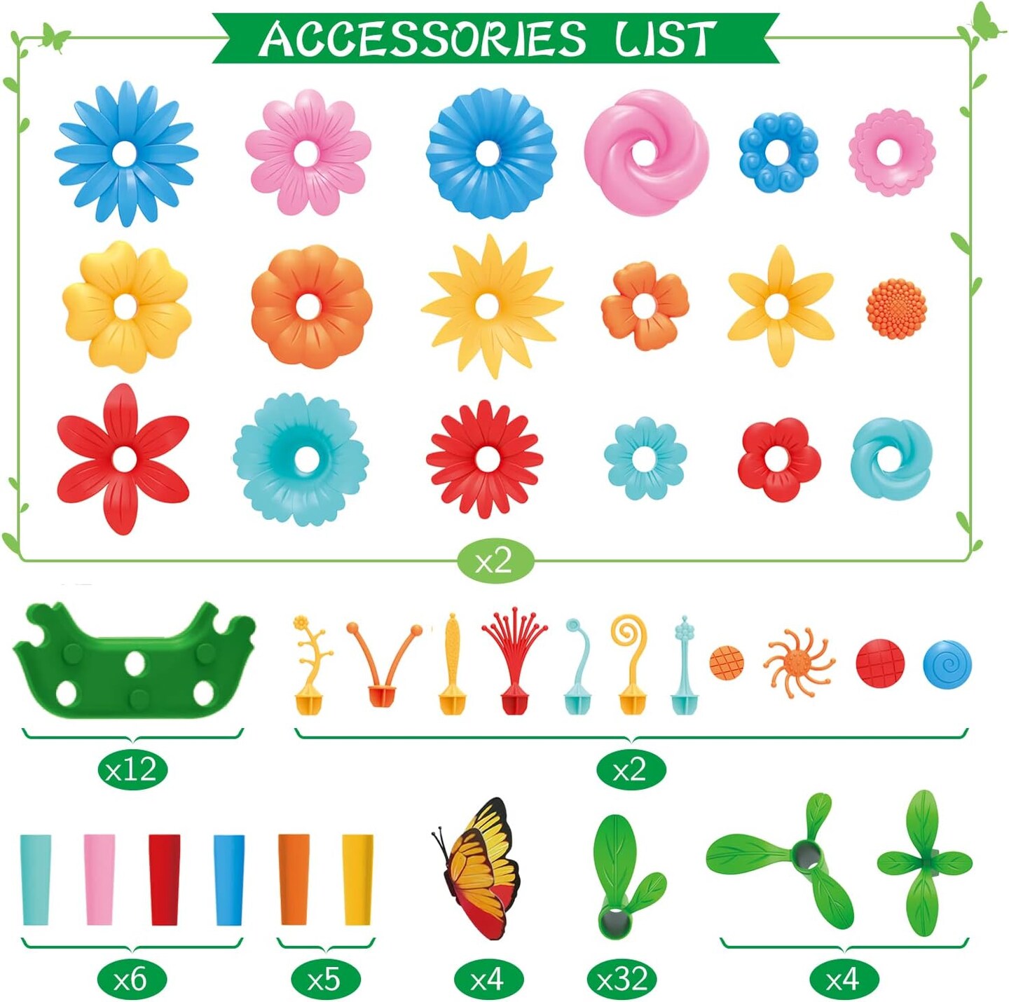 Gifts Toys for Girls 3 4 5 6 7 Years Old, Flower Garden Building Kit with Storage case,Educational STEM Toy and Preschool Garden Play Set for Toddlers, 148pcs