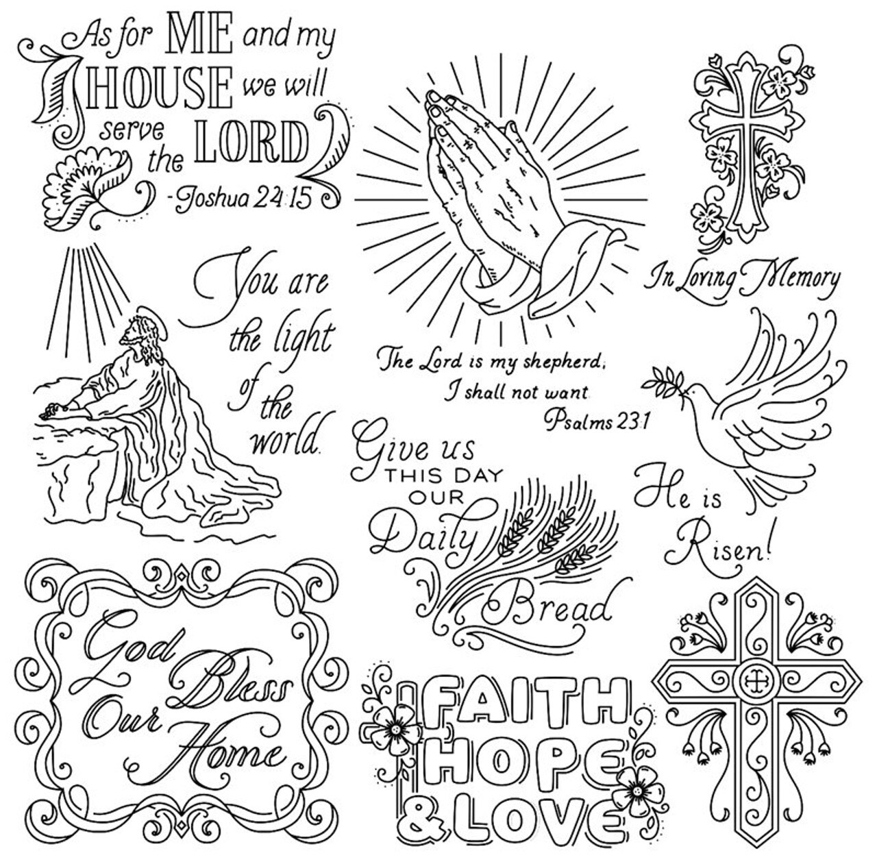 Aunt Martha's Christian Blessings 4027 embroidery iron on pattern