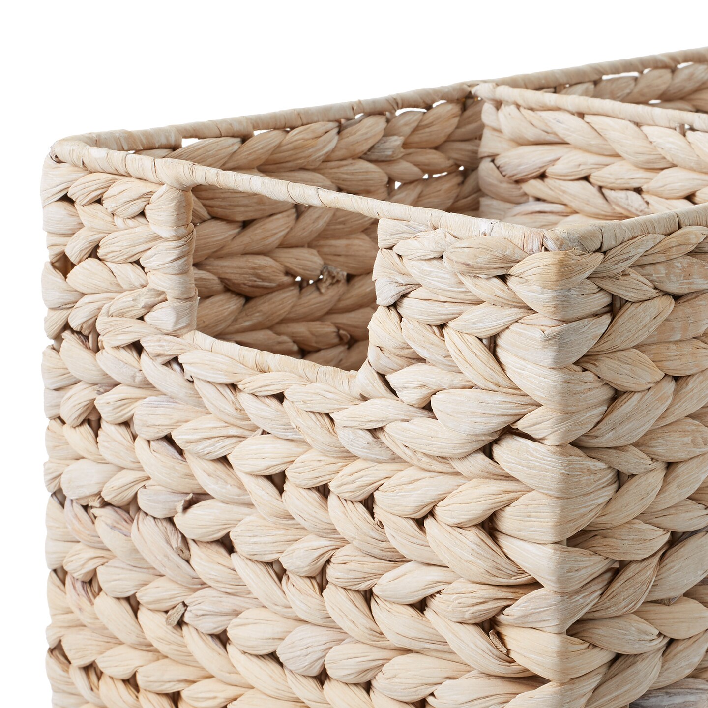 Casafield Stair Step Basket with Handles - Woven Water Hyacinth Staircase Basket Storage Bin Organizer