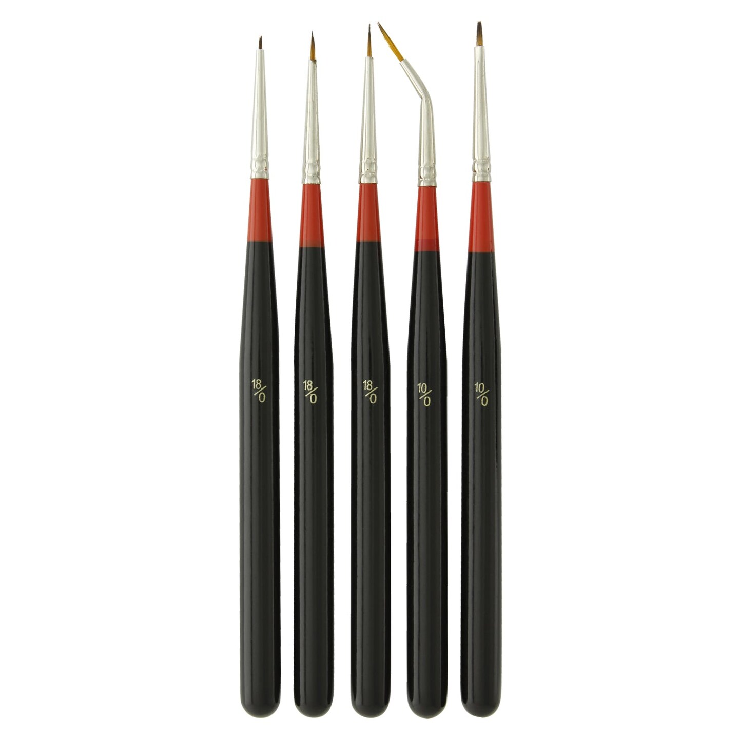 5 Piece Miniature Tight Spot Micro Fine Detail Art &#x26; Beauty Taklon Brush Set with Wood Handles