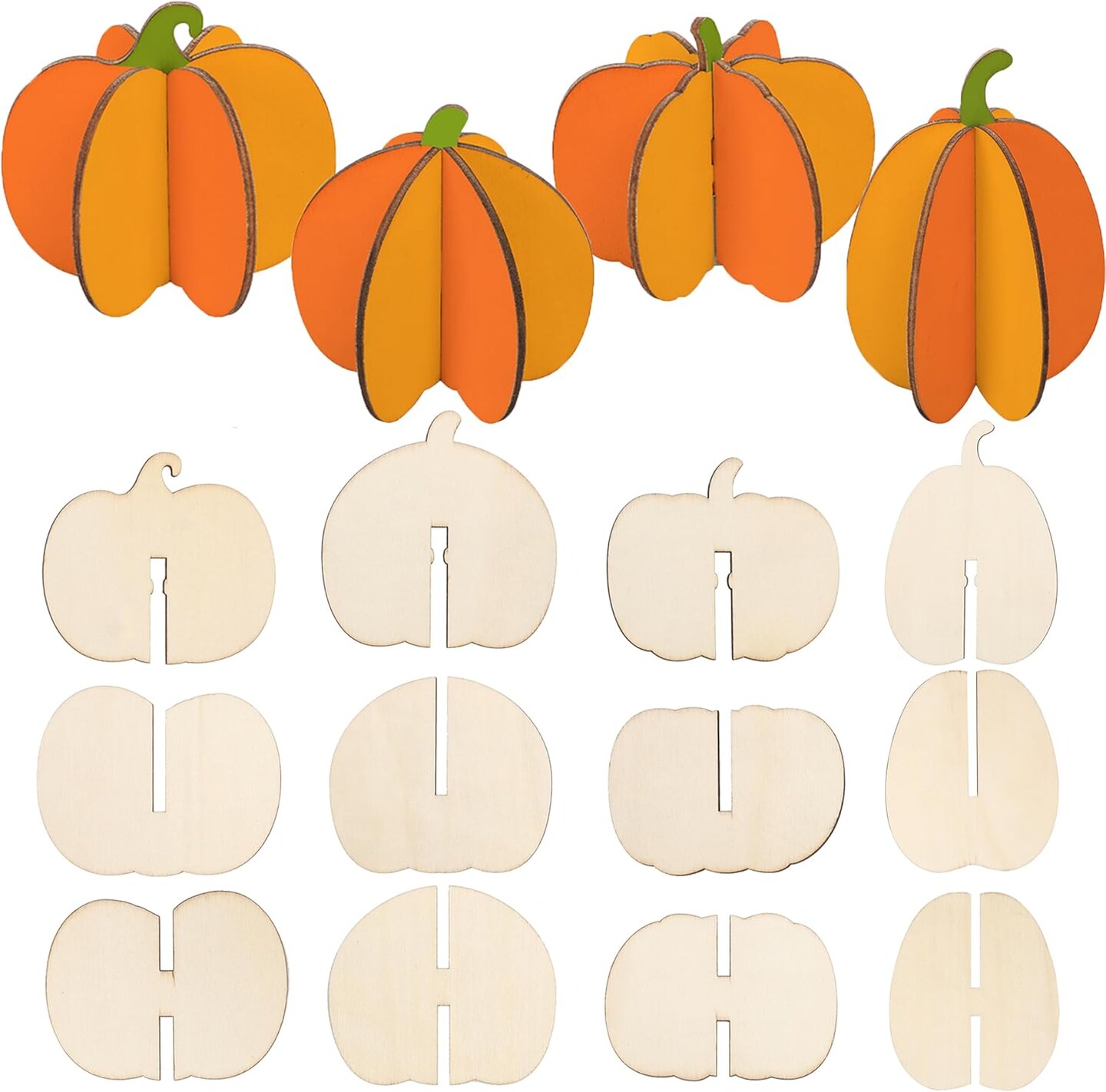 DIY 3D Pumpkins Wood Crafts to Paint 3.15 x 3.15 x 0.12 inches