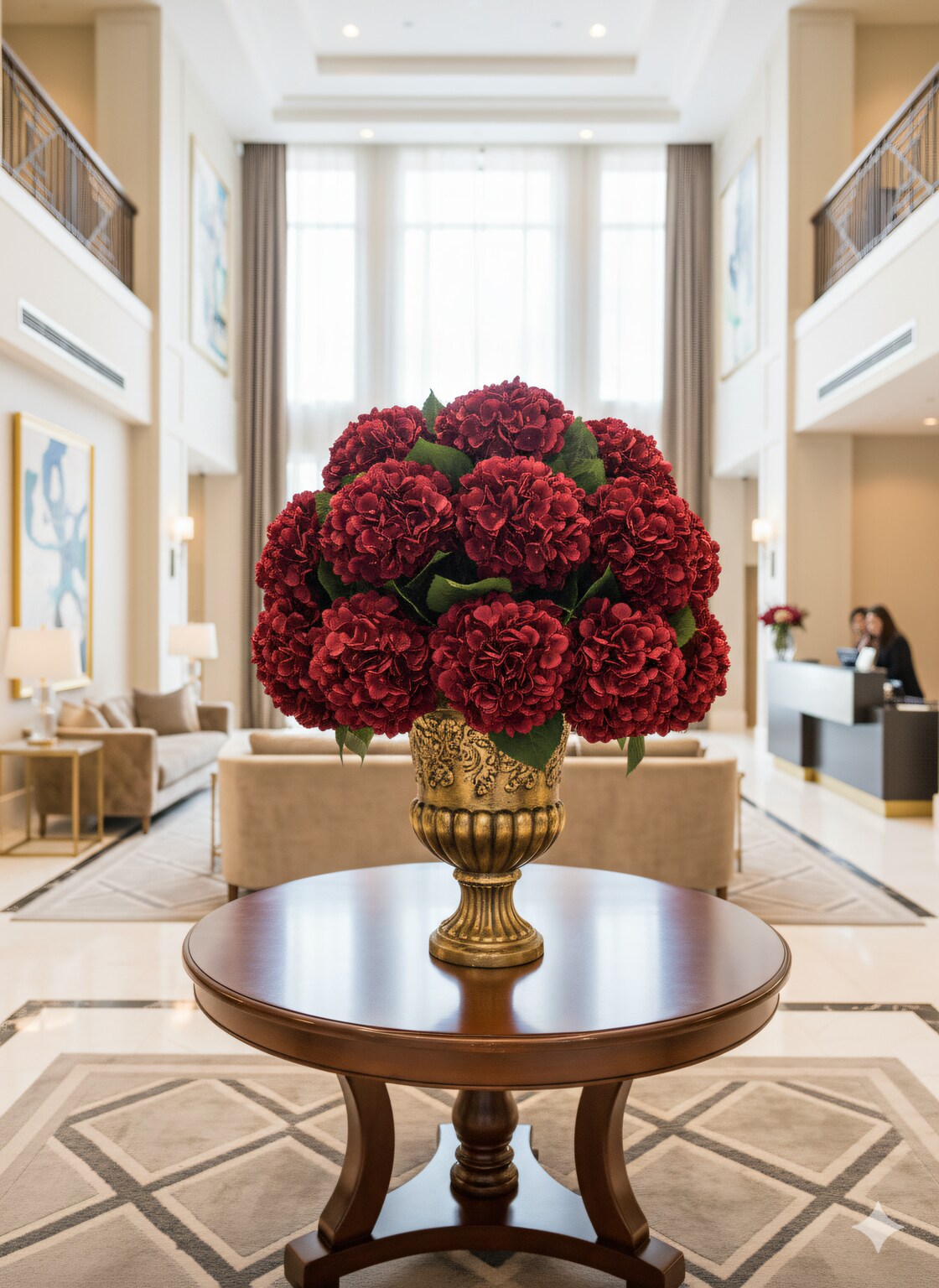 Elegant 18-Inch Burgundy Hydrangea Stem 2PC - 7-Inch Diameter - Perfect for Home Décor, Weddings, and Special Event Floral Arrangements