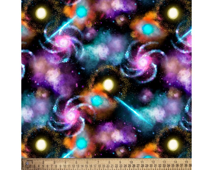 Watercolor Space Galaxy Cotton Fabric | By the Yard | Sewing and Crafting | 44 inches wide