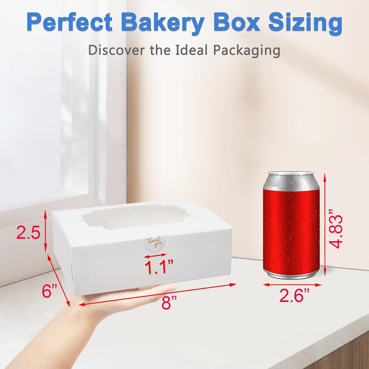 30 Pcs Bakery Boxes 8-In with Windows, Cookie Boxes White for Chocolate Covered Strawberries, Treats, Donuts, Cupcakes, and Candy Gift Giving 8x6x2.5 Inch