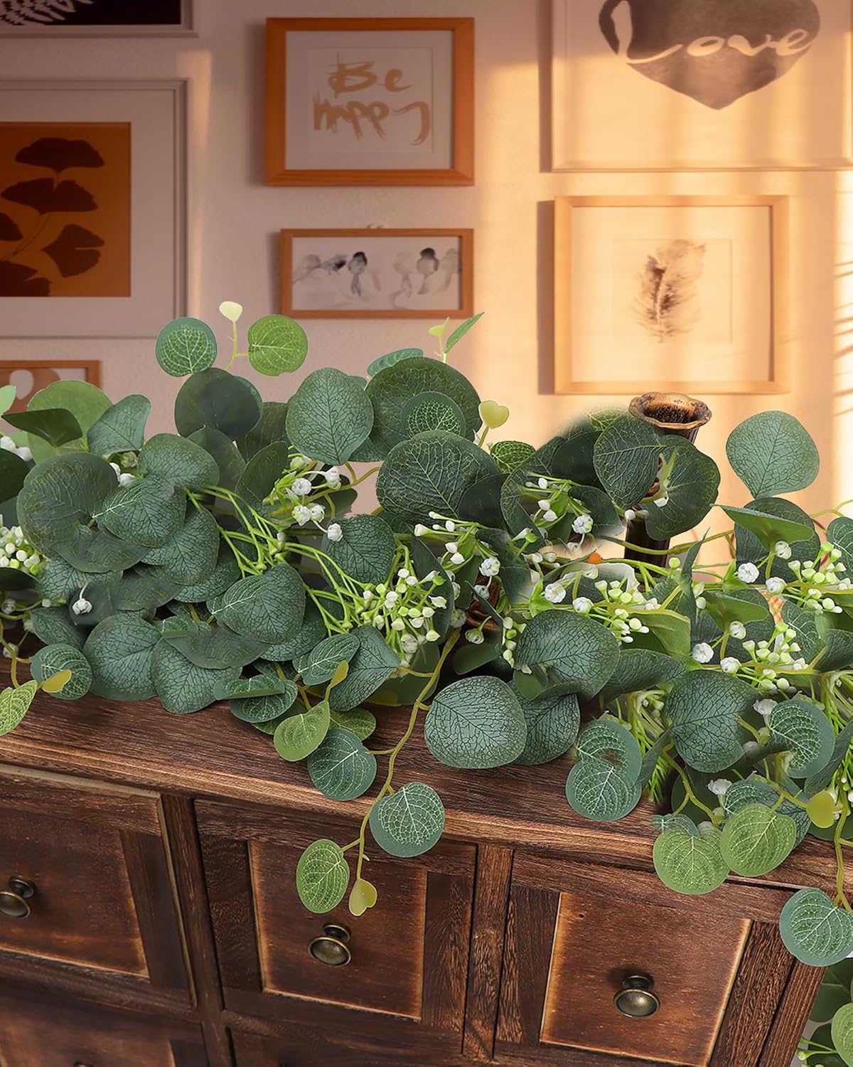 Greenery Garland Artificial Ivy Greenery Eucalyptus Spring Garland Fake Hanging Vines Fake Ivy Leaves Table Decor Green Hanging Vine Decor Artificial Vine Plants Backdrop for Home Outdoor Indoor Decor