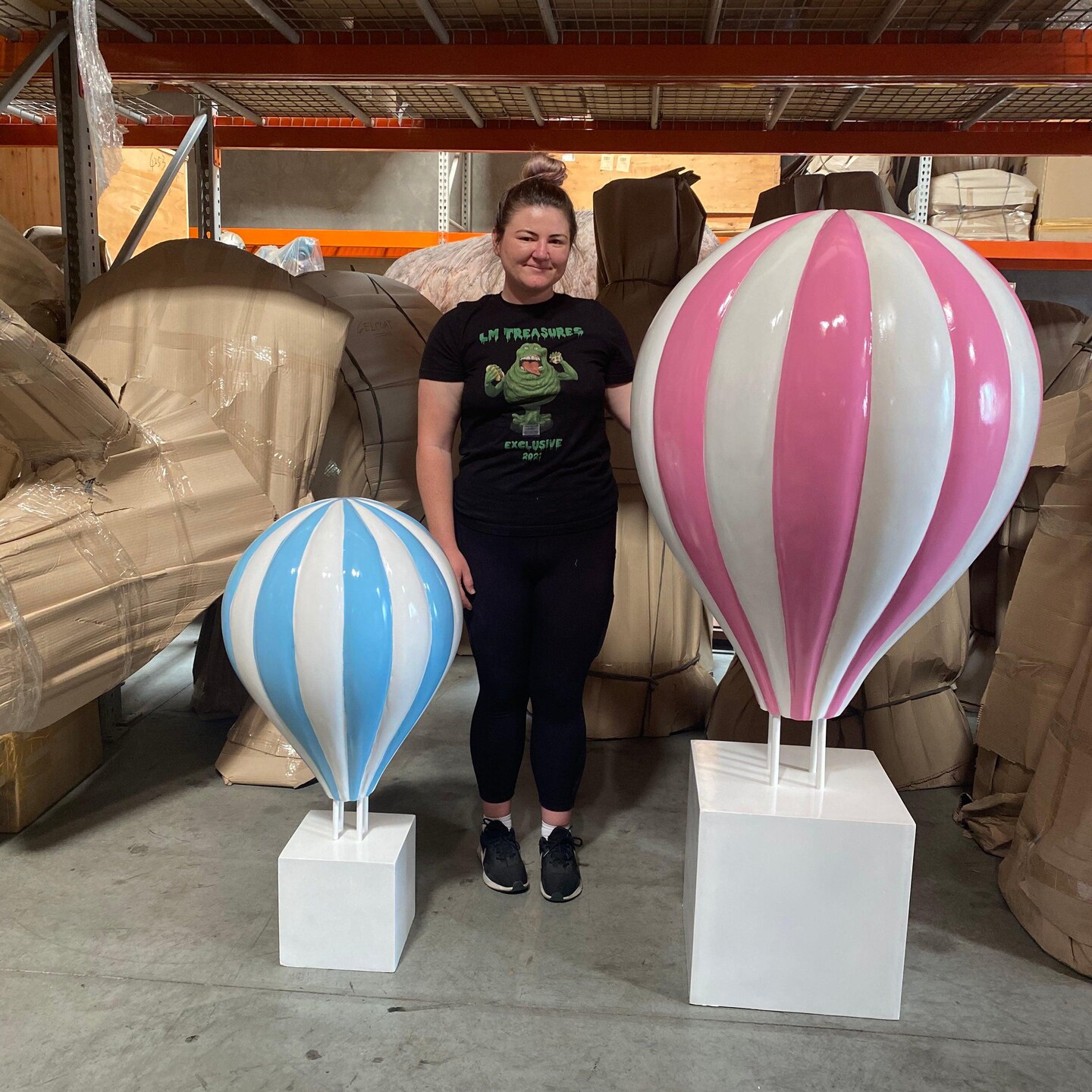 Large Pink Hot Air Balloon Over Sized Statue