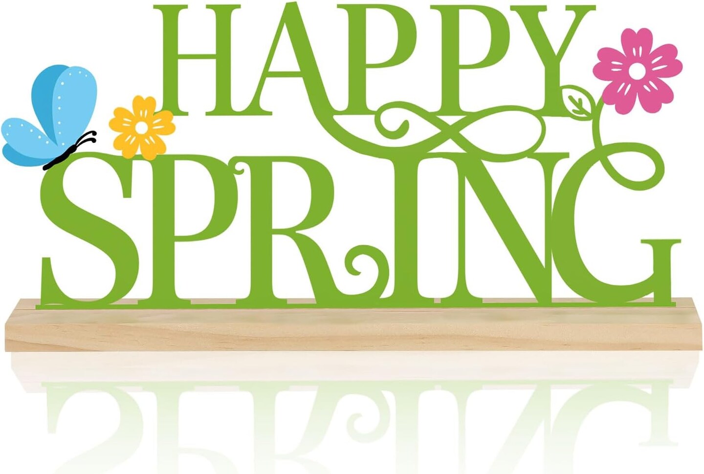 Metal “Happy Spring” Sign – Indoor Home & Tabletop Spring Decor