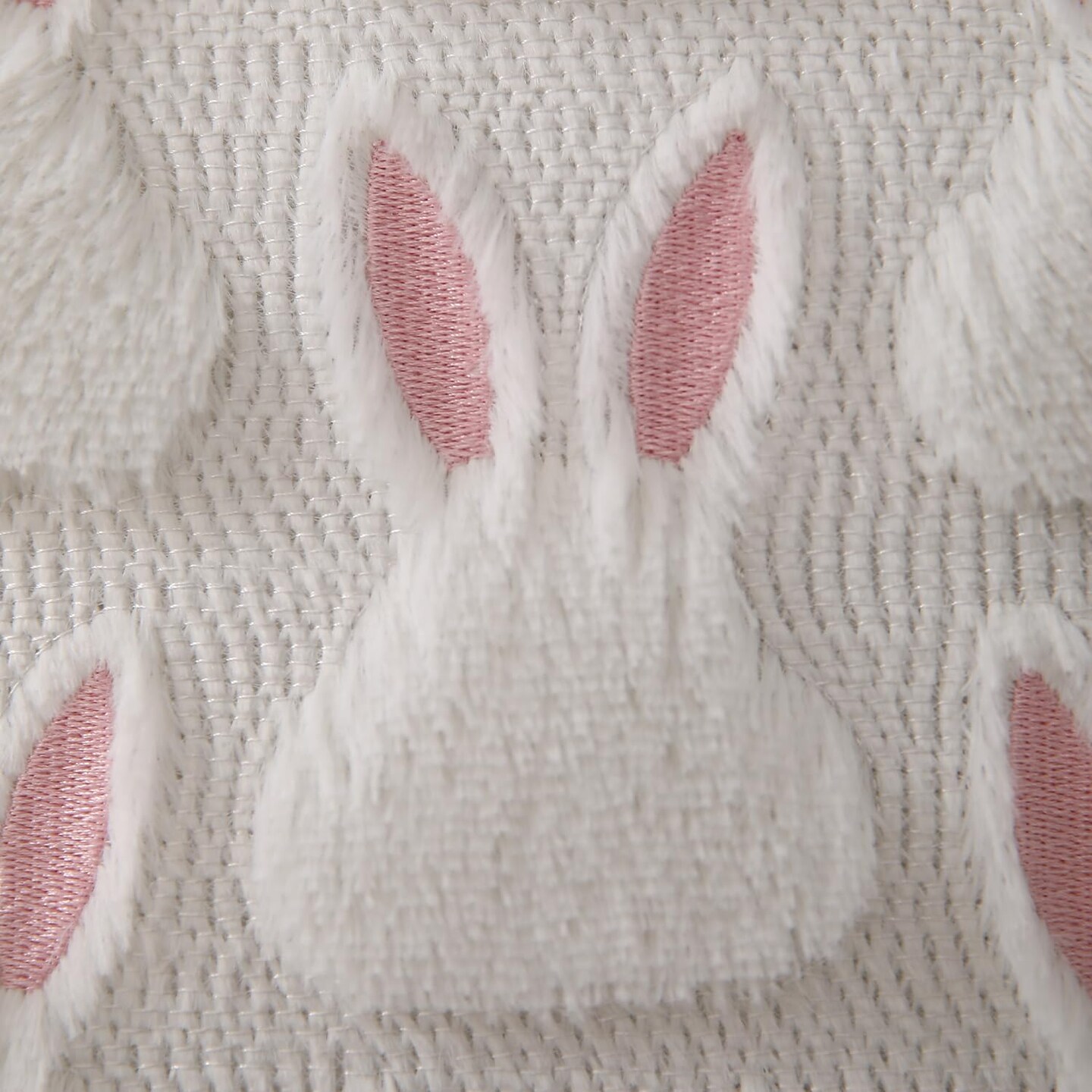 Easter Pillow Covers 18x18 inch Set of 2 Easter Decorations Pink Ears White Rabbit Soft Plush Faux Fur Jacquard Throw Pillows for Bedroom Sofa Holiday Festivals Home Decor FHJ-07D18