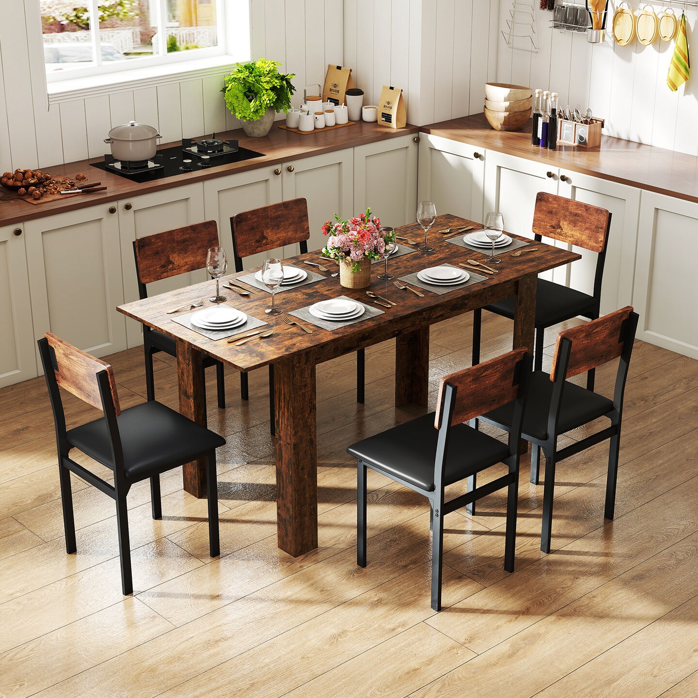 Engineered Wood Extendable Dining Table 47-62 Inch - 4-8 People