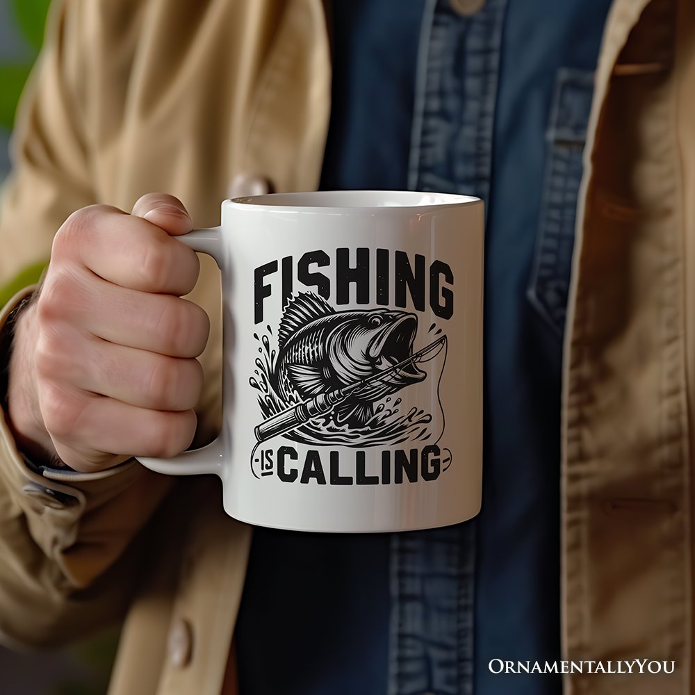 Fishing Is Calling Mug, Outdoor Dad Gift