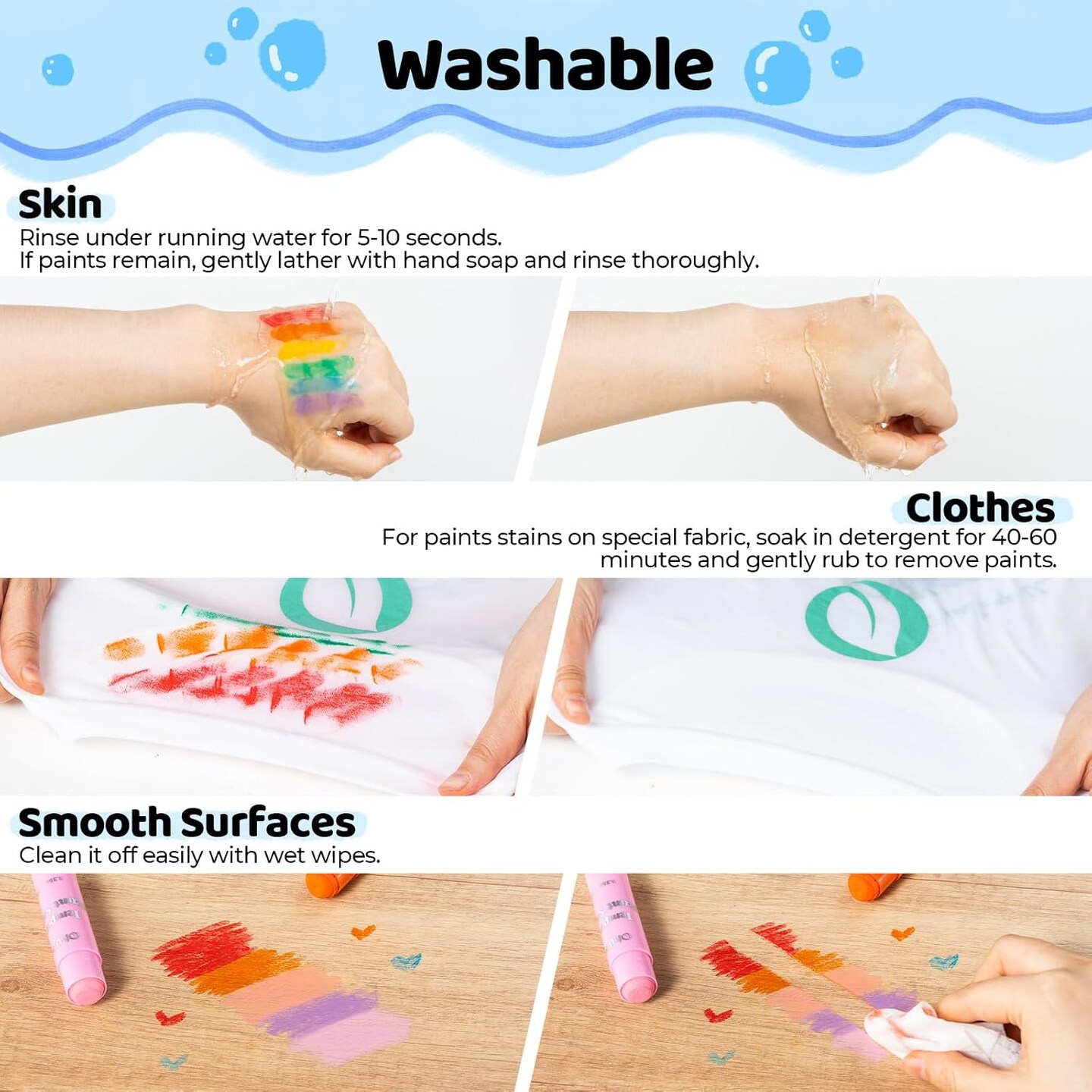 Ohuhu Tempera Paint Sticks for Kids, Washable 36 Colors Tempera Paint, Quick Drying, Non-toxic for Drawing, Graffiti, Works Great on Paper Glass Wood Ceramic Canvas Rock