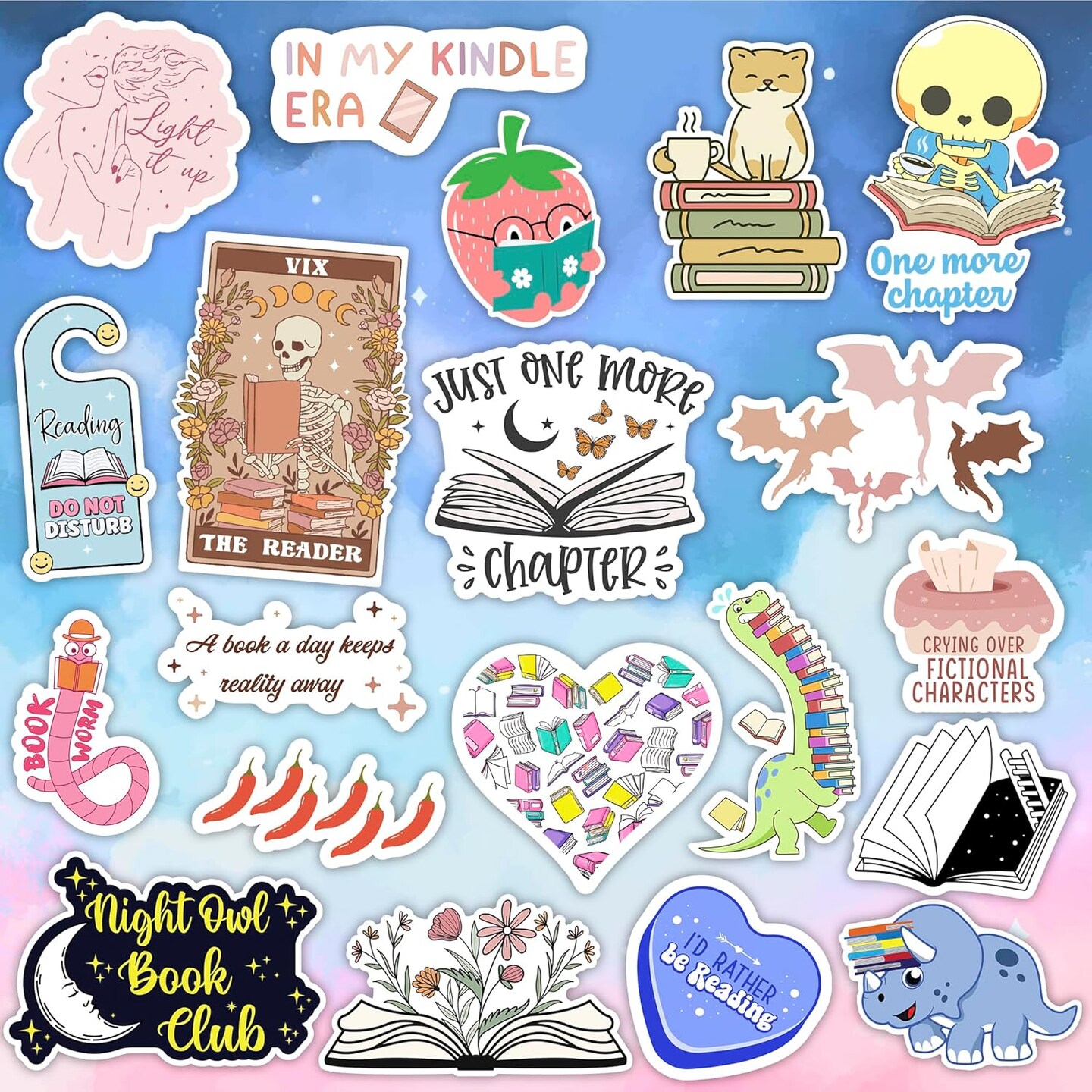 100 PCS Book Stickers for Kindle, Bookish Sticker Pack