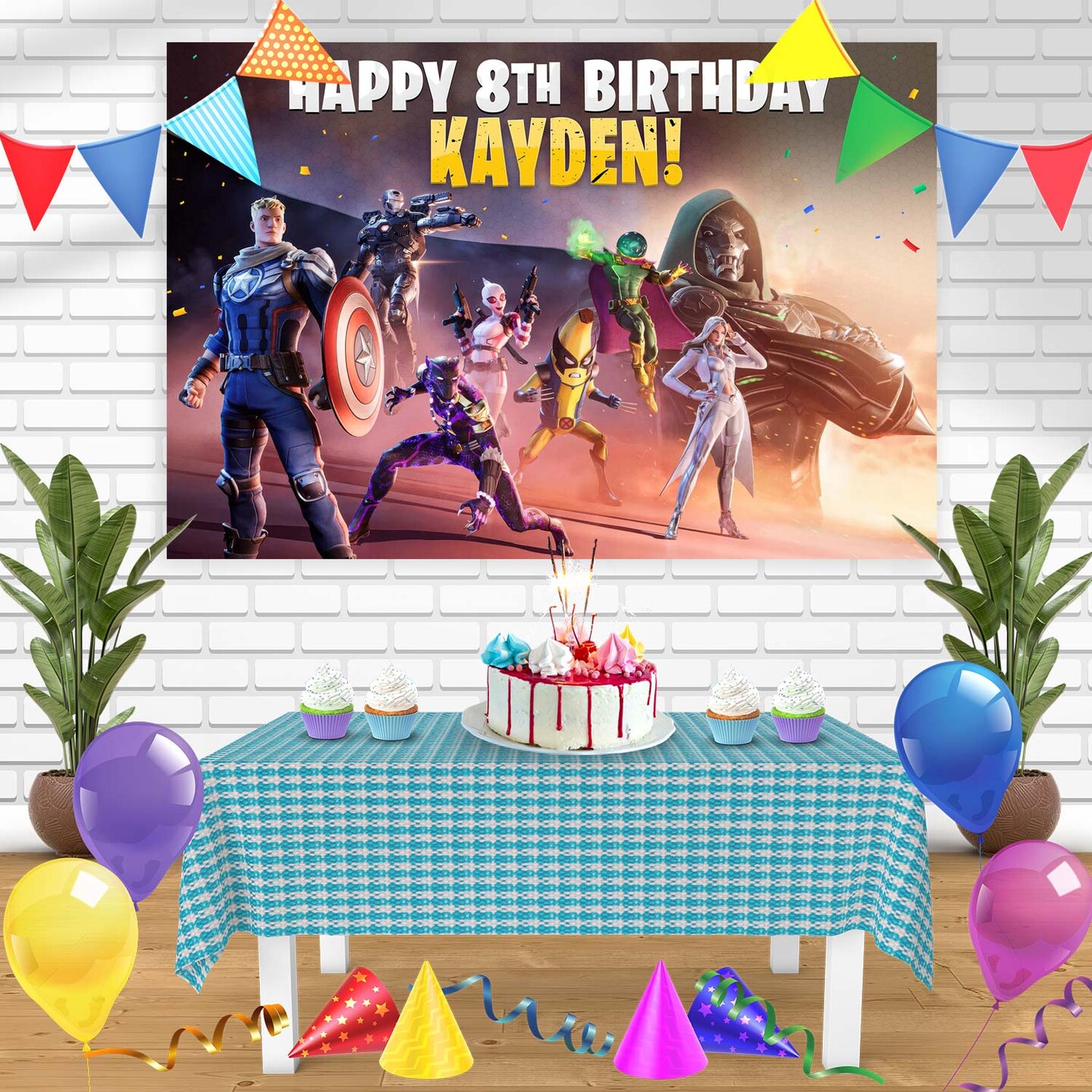 Fortnite Battle Royale Chapter 5 Season 4 Birthday Banner Personalized  Party Backdrop Decoration 60 x 44 | MakerPlace by Michaels, image size:1080x1080