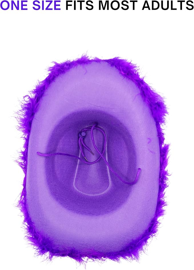 4E's Novelty purple cowboy hat with feathers & heart sunglasses – a cute cowgirl hat for parties & more!