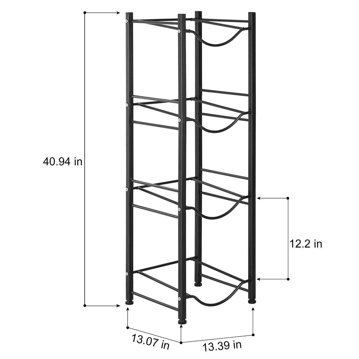 4-Tier Water Jug Rack, 5 Gallon Detachable Water Bottle Holder for Kitchen, Office, Home, Black